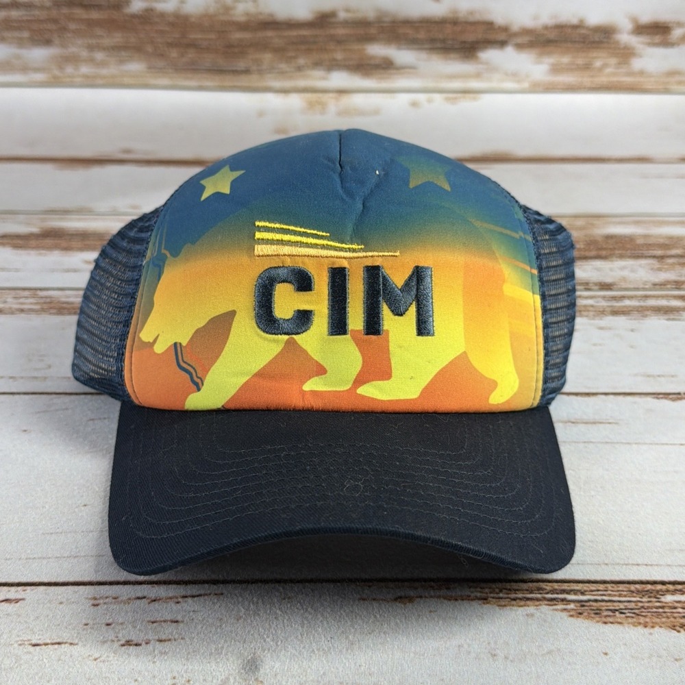 Vibrant Blue Buff Trucker Cap Snapback Hat Mesh Back Outdoor